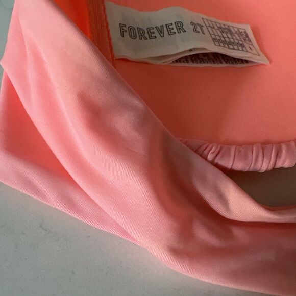 Hot Pink Peach Strapless Swim Bra Women's Large B/C Cup Ruched - Picture 9 of 10